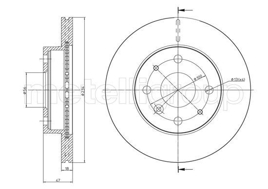 METELLI 23-0807C: Piduriketas Ø: 245,0mm, täis, Ø: 245,0mm, värvitud