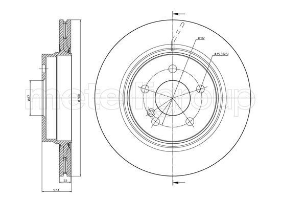 METELLI 23-1027C: Piduriketas Ø: 300,0mm, õhutusega, Ø: 300,0mm, värvitud