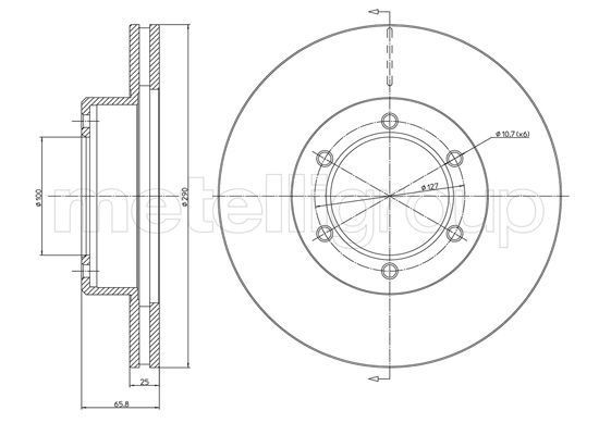 METELLI 23-1065C: Piduriketas Ø: 291,0mm, õhutusega, Ø: 291,0mm, värvitud