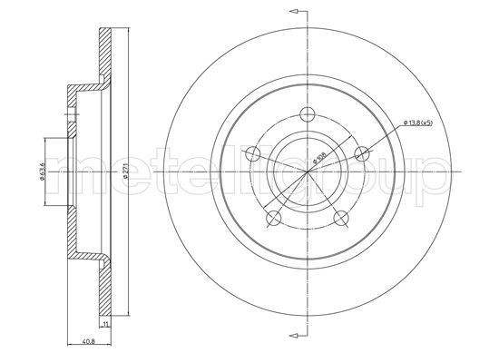 METELLI 23-1242C: Stabdžių diskas Ø: 271,0mm, visiškai, Ø: 271,0mm, nudažyta