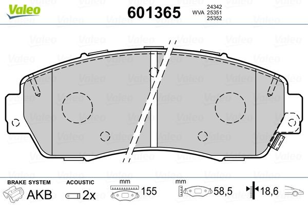 VALEO 601365: Piduriklotsid Esisild