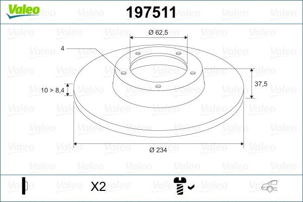 VALEO 197511: Piduriketas Tagasild, Ø: 234mm, täis, Ø: 234mm, koos kruviga
