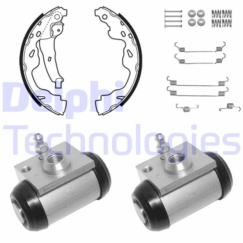 DELPHI KP1114: Set frana, frana tambur cu cilindru receptor frâna, cu acceasorii