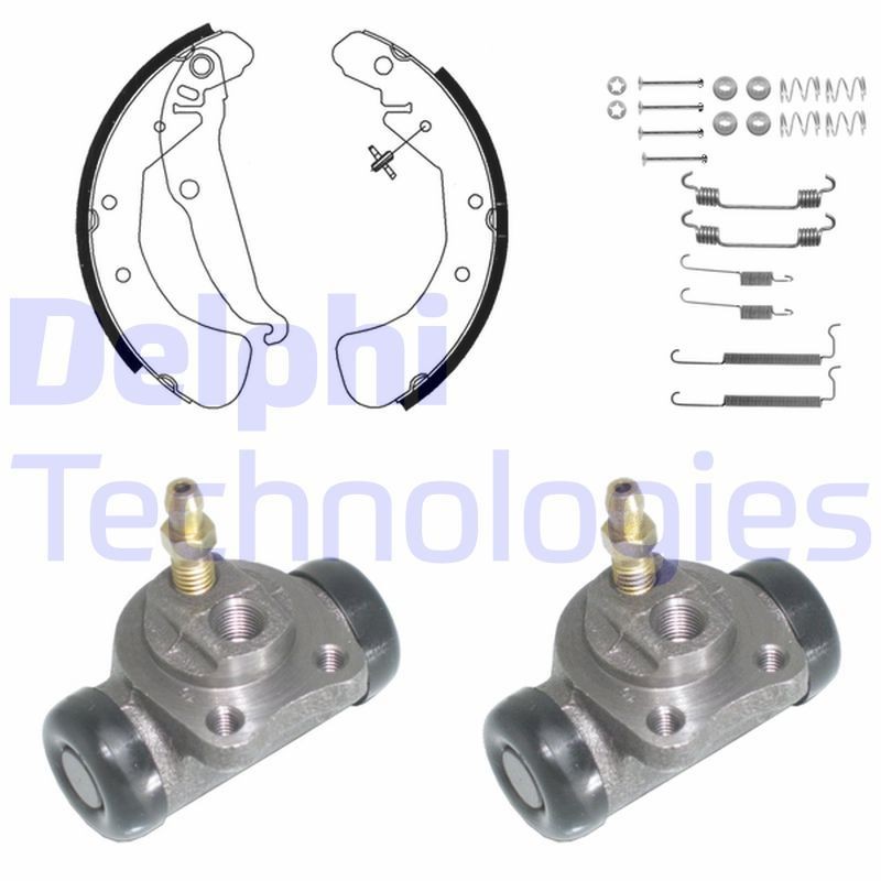 DELPHI KP942: Pidurikomplekt, trummelpidur koos rattapiduri silindriga, koos lisadega
