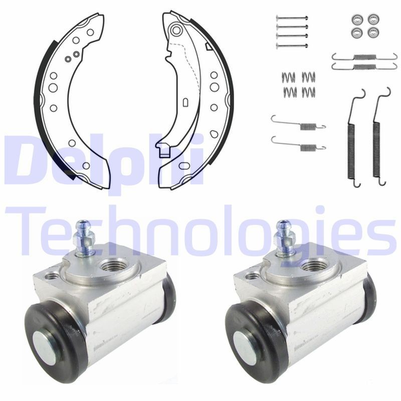 DELPHI KP1110: Set frana, frana tambur cu cilindru receptor frâna, cu acceasorii