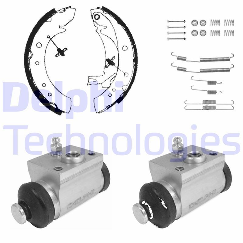 DELPHI KP1130: Set frana, frana tambur cu cilindru receptor frâna, cu acceasorii