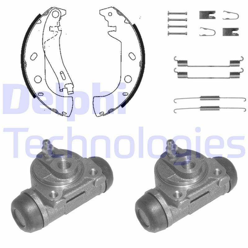 DELPHI KP1116: Kit frenos, disco de tambor con cilindro de freno de rueda, con accesorios