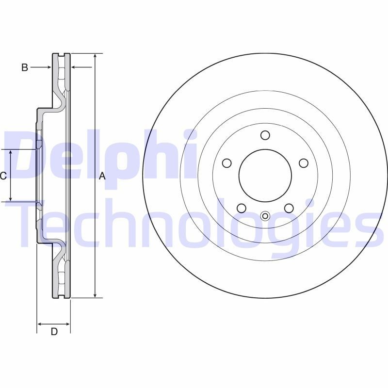DELPHI BG9126: Disque de frein Ø: 365mm, ventilé, Ø: 365mm
