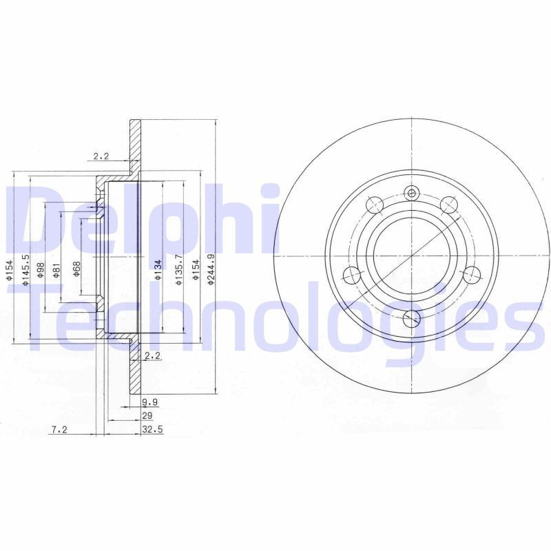 DELPHI BG2753C: Piduriketas Ø: 245mm, täis, Ø: 245mm, kaetud