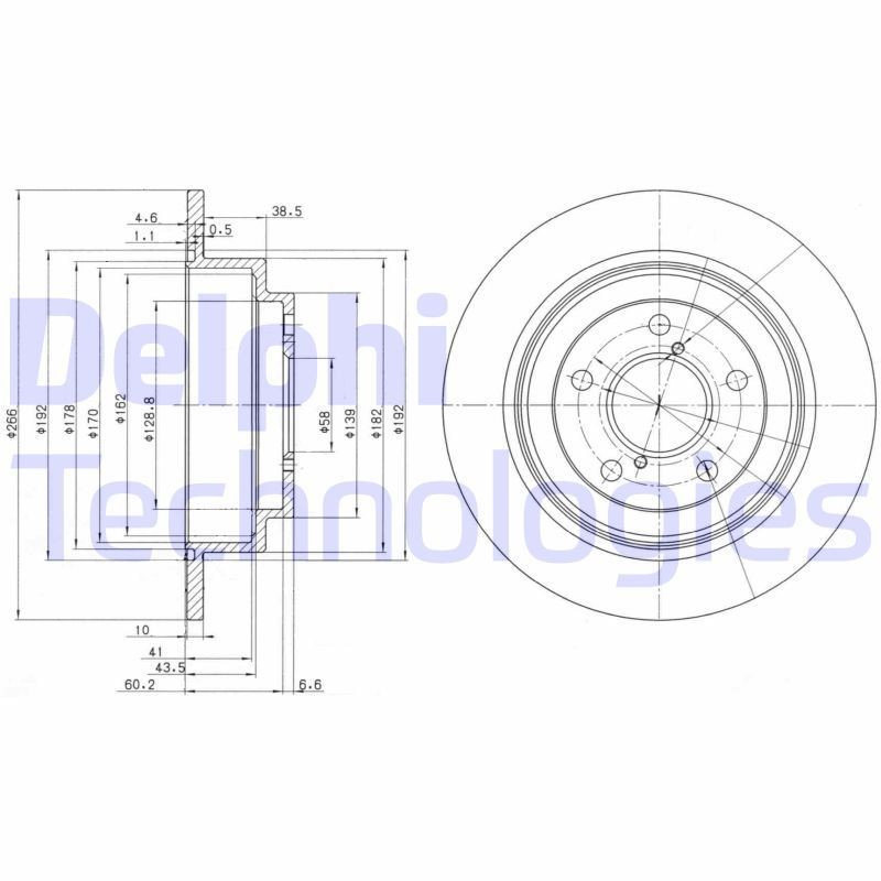 DELPHI BG2826C: Piduriketas Ø: 266mm, täis, Ø: 266mm, kaetud