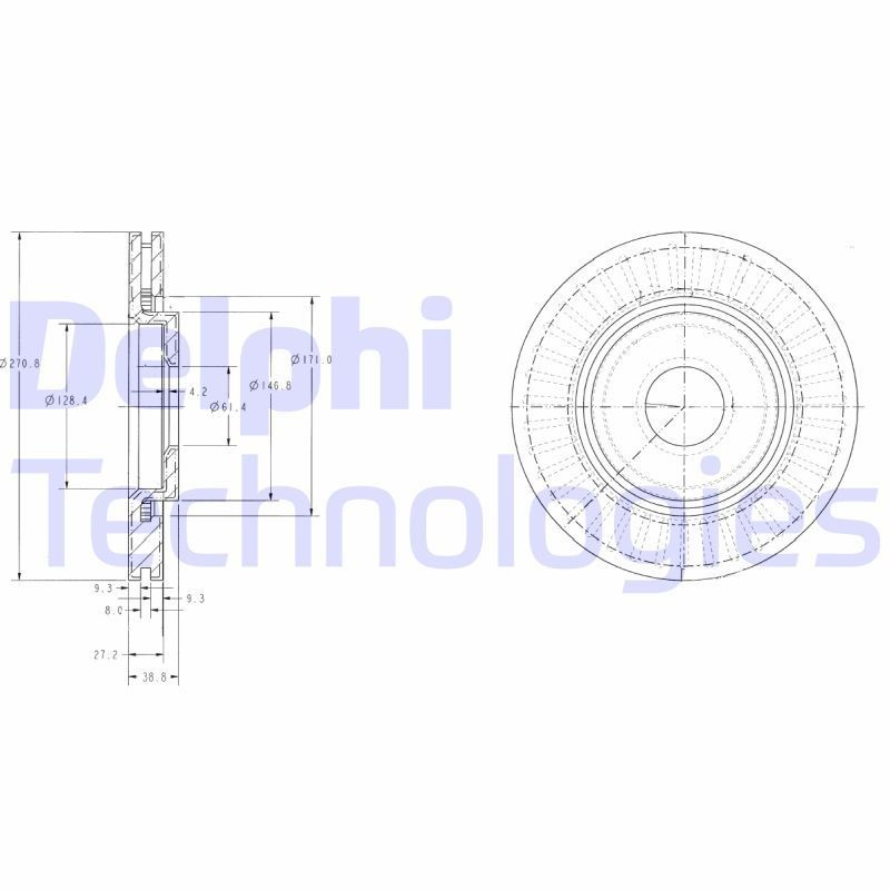 DELPHI BG3620C: Piduriketas Ø: 266mm, õhutusega, Ø: 266mm, kaetud