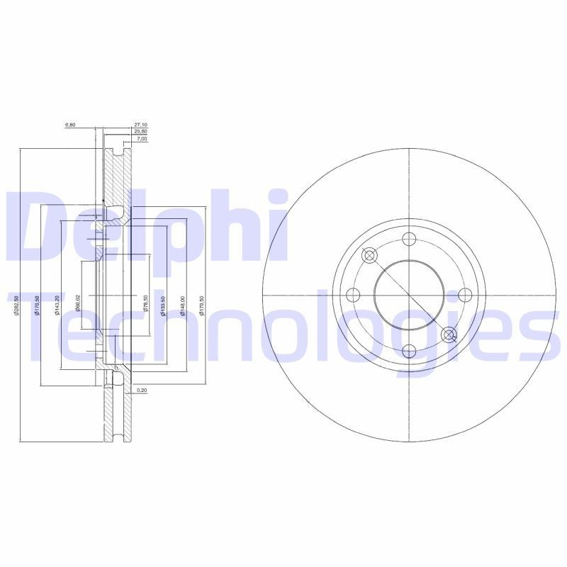 DELPHI BG3622C: Piduriketas Ø: 283mm, õhutusega, Ø: 283mm, kaetud