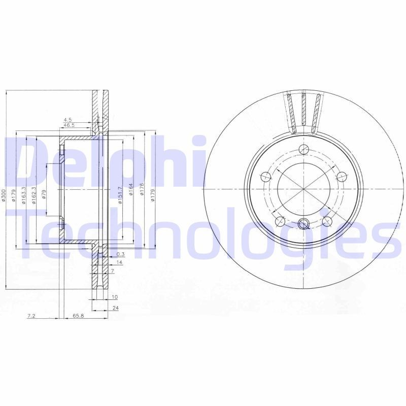 DELPHI BG3998C: Piduriketas Ø: 300mm, õhutusega, Ø: 300mm, kaetud
