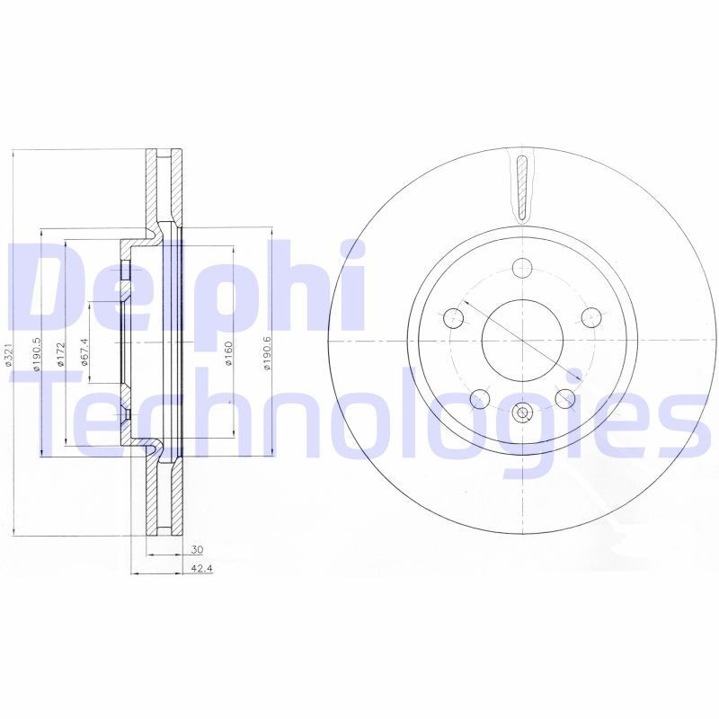 DELPHI BG4189C: Piduriketas Ø: 321mm, õhutusega, Ø: 321mm, kaetud