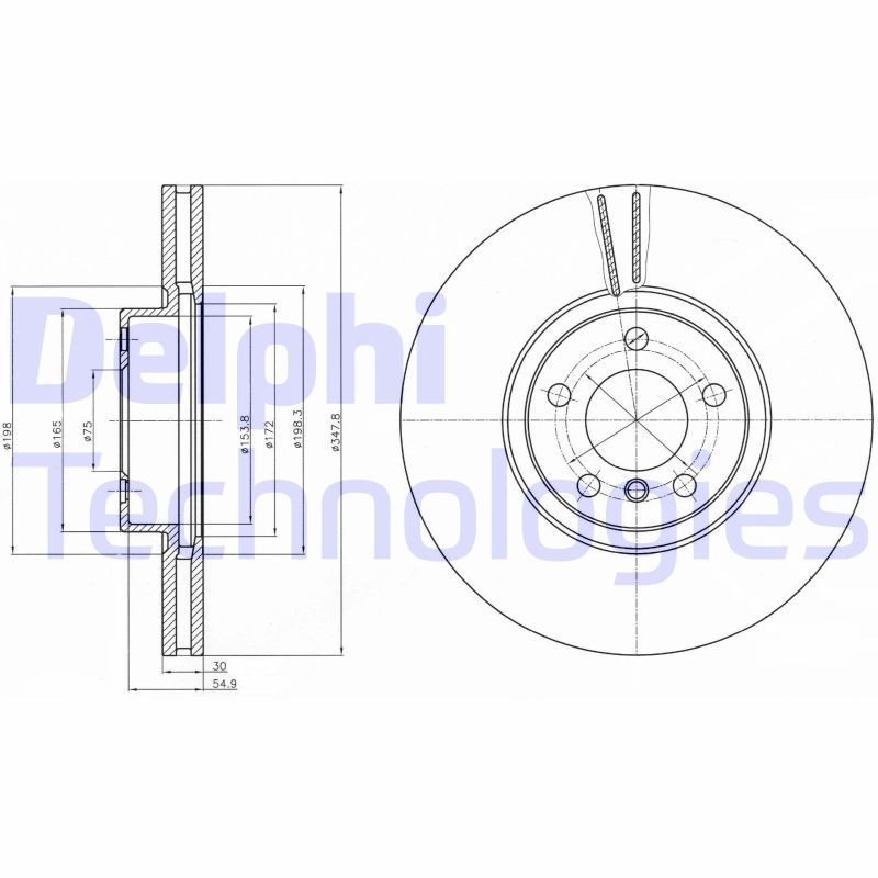 DELPHI BG9063C: Piduriketas Ø: 348mm, õhutusega, Ø: 348mm, kaetud