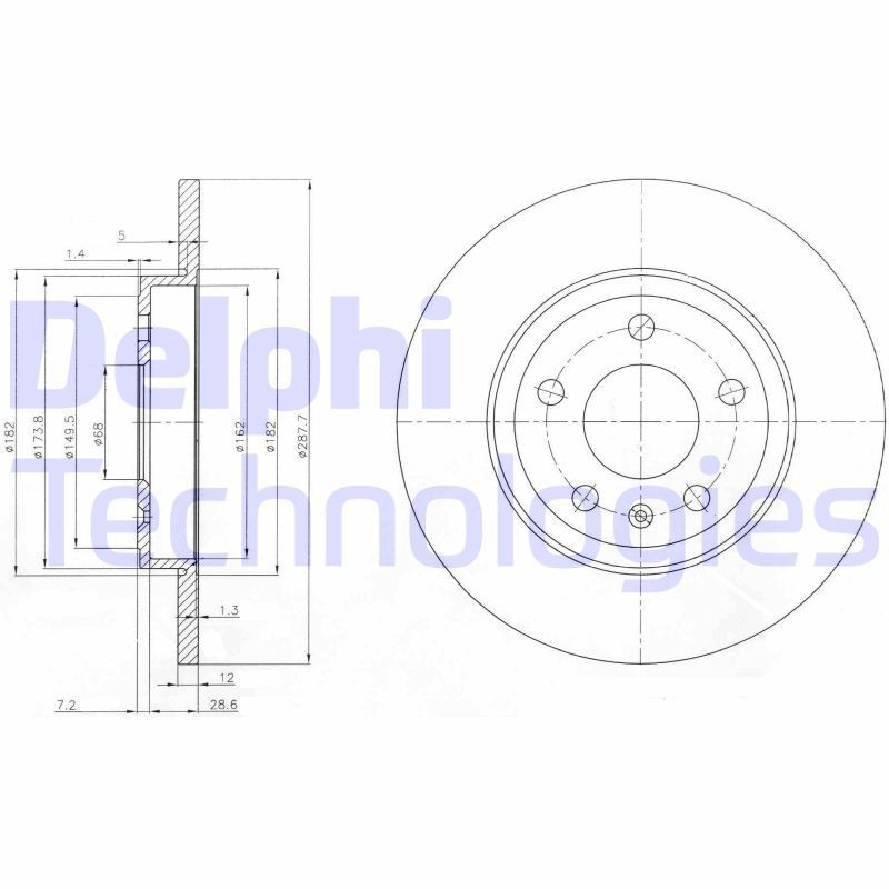 DELPHI BG3996: Piduriketas Ø: 288mm, täis, Ø: 288mm, õlitatud