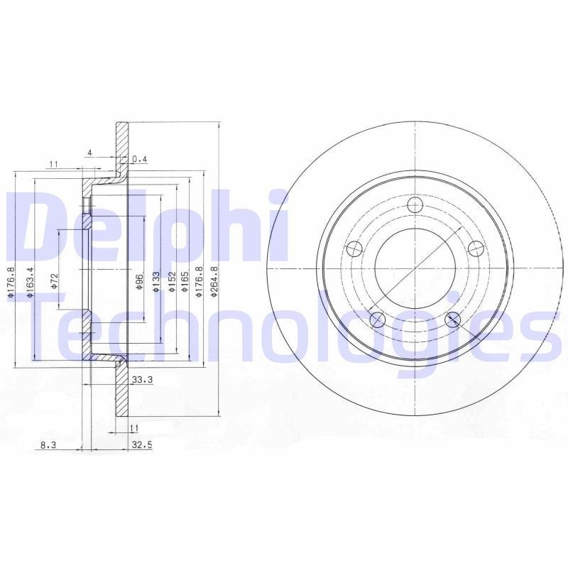 DELPHI BG4025: Piduriketas Ø: 265mm, täis, Ø: 265mm