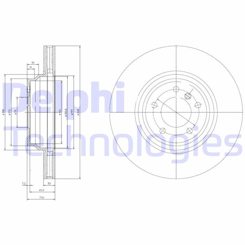 DELPHI BG9019: Piduriketas Ø: 348mm, õhutusega, Ø: 348mm, õlitatud