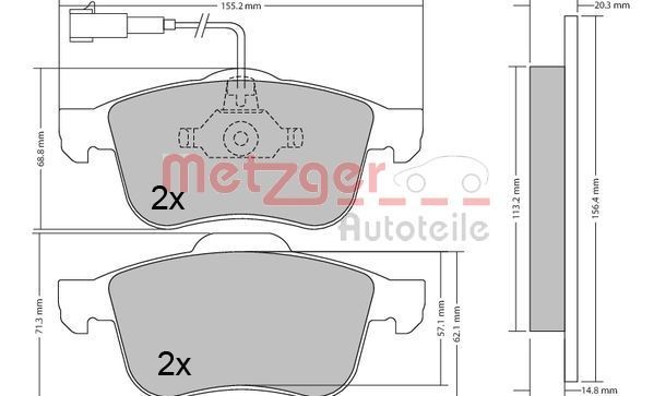 METZGER 1170424: Piduriklotsid Esisild, koos kokkusurumisvastase plekiga