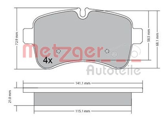 METZGER 1170466: Kit pastiglie freni Assale posteriore, con accessori, con bulloni pinza freno, con lamierino anticigolío