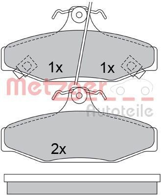 METZGER 1170662: Plaquettes de frein Essieu arrière, avec vis d'étrier de frein