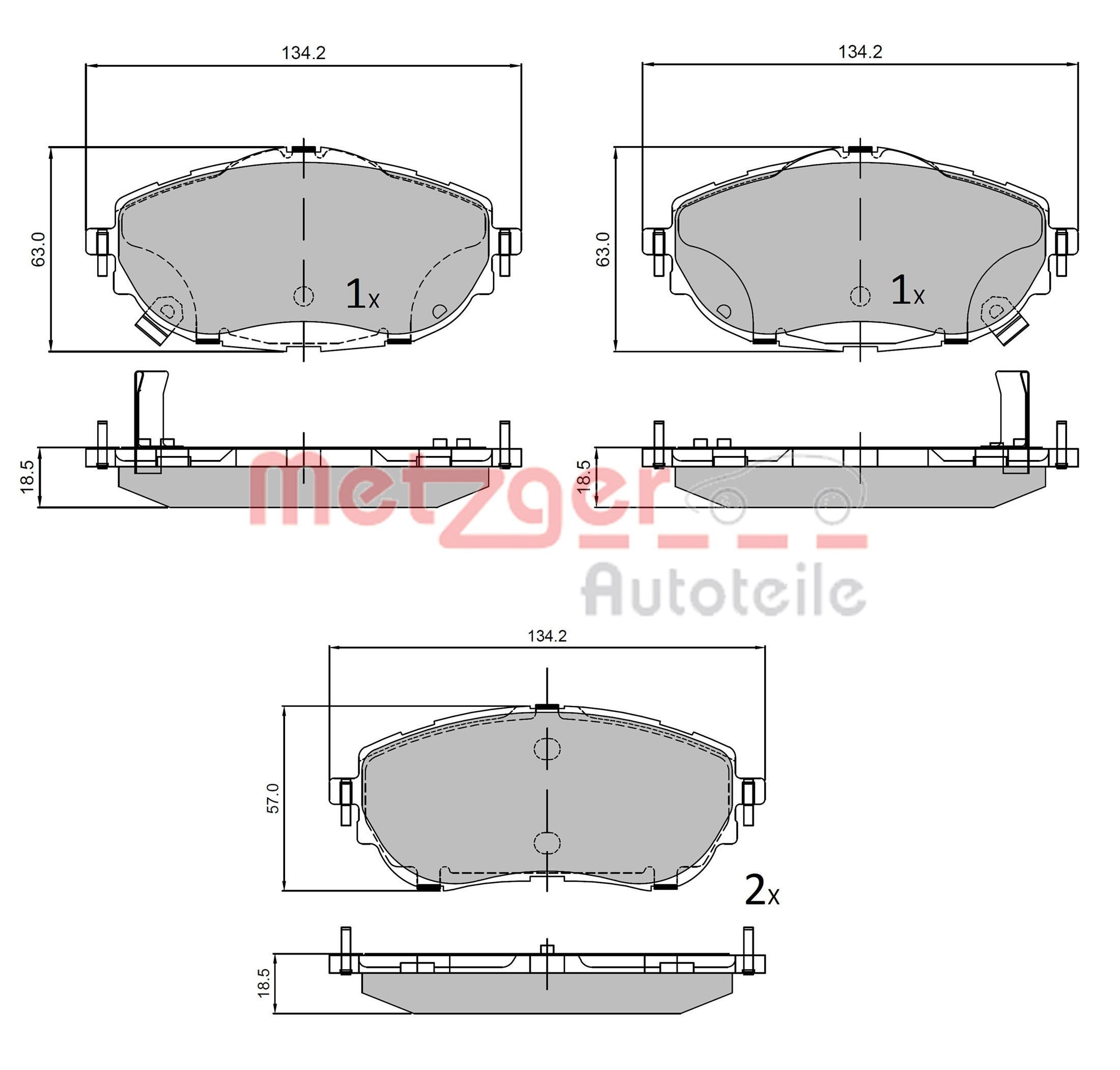 METZGER 1170797: Plăcuțe de frână GREENPARTS punte fata