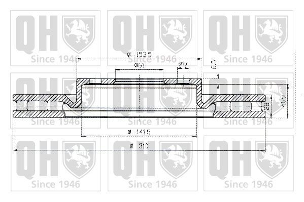 QUINTON HAZELL BDC5158: Piduriketas Ø: 310mm, õhutusega, Ø: 310mm