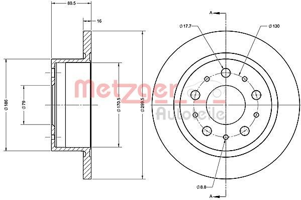 METZGER 6110647: Stabdžių diskas galinė ašis, Ø: 300mm, visiškai, Ø: 300mm, nudažyta, Kryžminis šlifavimas