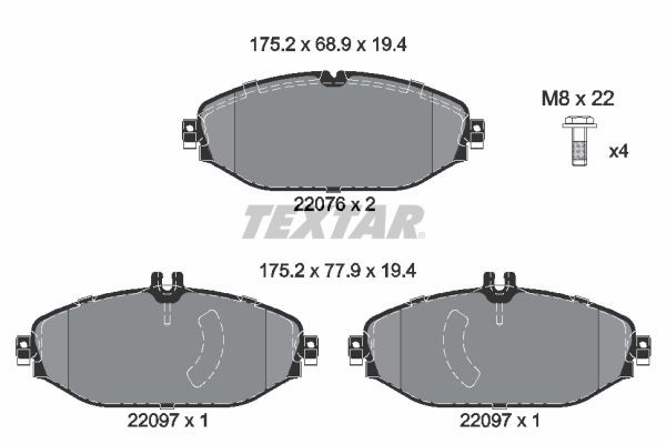 TEXTAR 2207601: Piduriklotsid Q+ koos pidurisadula kruvidega