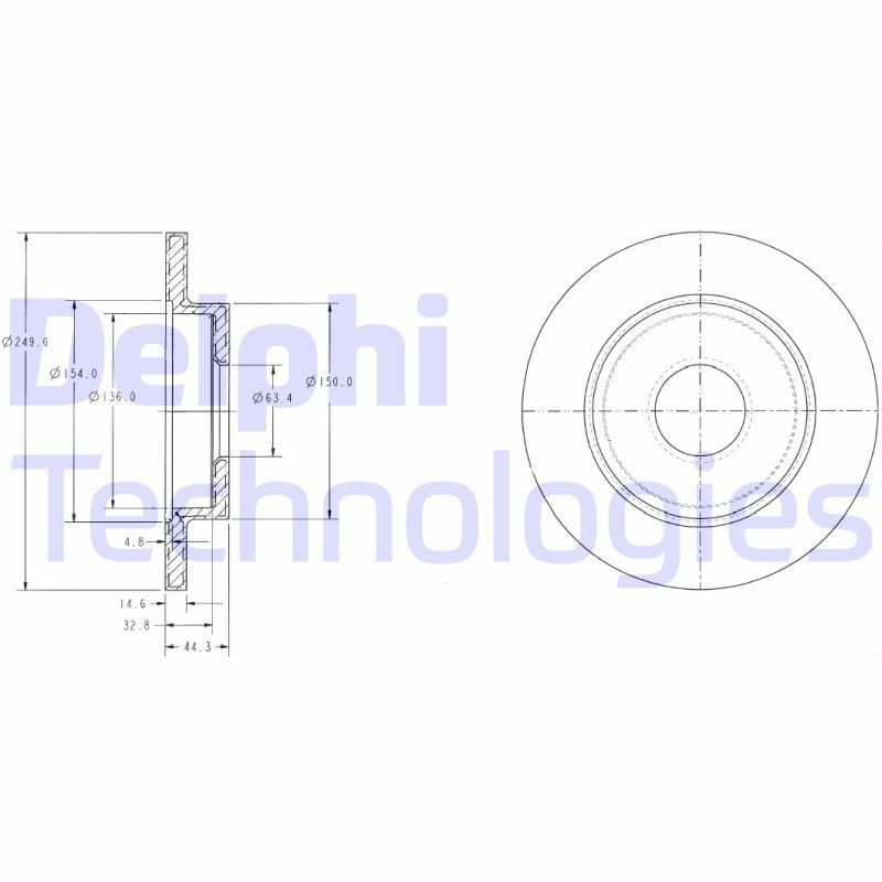 DELPHI BG3673C: Piduriketas Ø: 245mm, täis, Ø: 245mm, kaetud