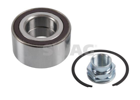 SWAG 70 92 8142: Set rulment roata Axa fata stanga, Axa fata dreapta, cu piuliță ax, cu senzor magnetic inelar integrat, cu senzor ABS, cu inel siguranta
