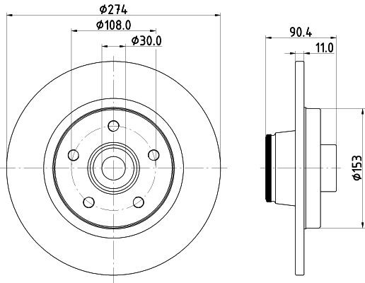 MINTEX MDC2614: Piduriketas Ø: 274mm, täis, Ø: 274mm, teljemutriga, koos integreeritud magnetilise anduriga, koos rattalaagriga, ilma rattakinnituspoltideta, koos rattakeskmega