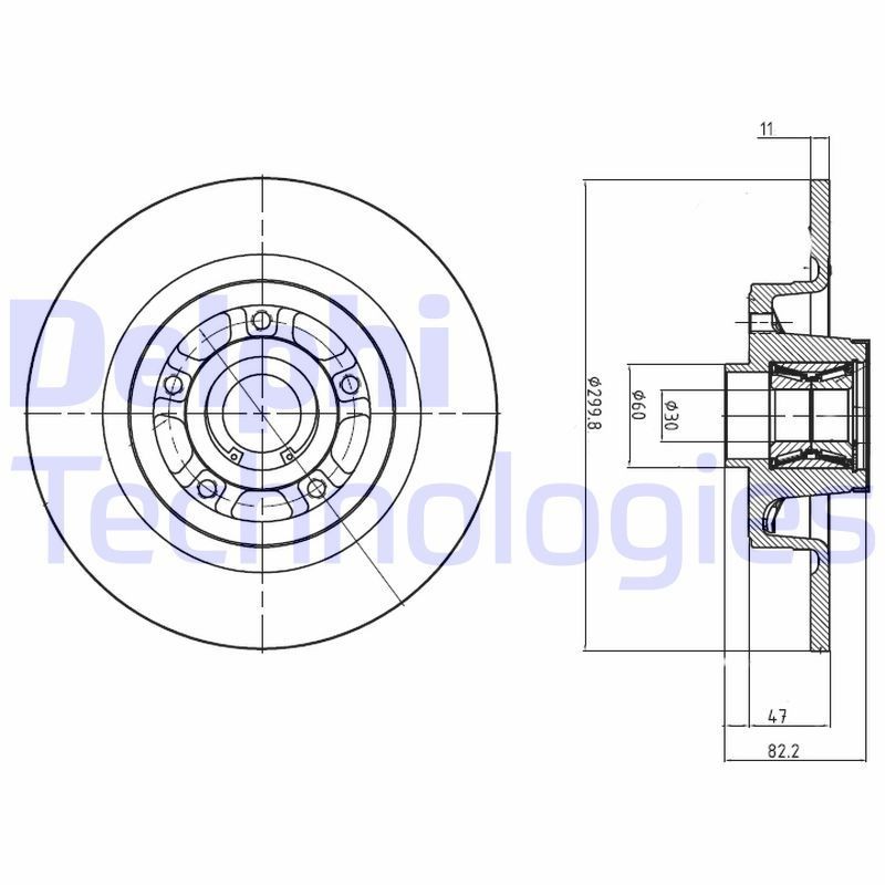 DELPHI BG9023RSC: Piduriketas Ø: 300mm, täis, Ø: 300mm, kaetud, koos rattakeskmega