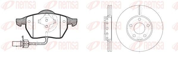 REMSA 8390.00: Pidurikomplekt, ketaspidur Esisild, Ø: 288mm, õhutusega