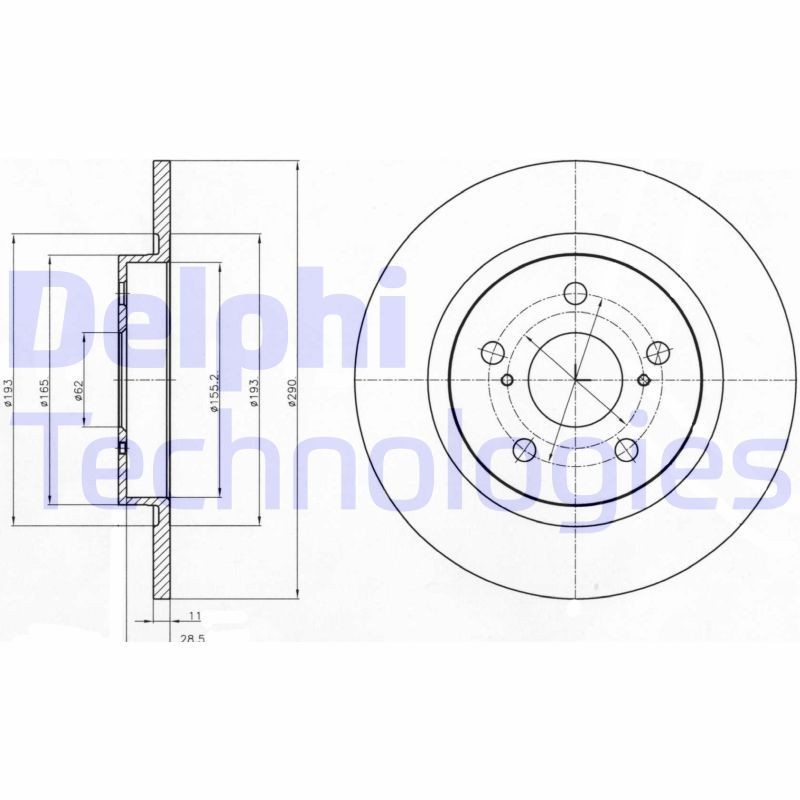 DELPHI BG4200C: Piduriketas Ø: 290mm, täis, Ø: 290mm, kaetud