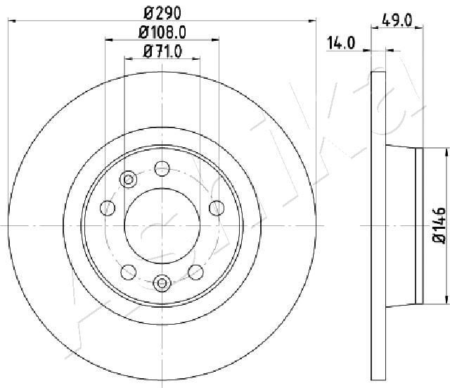 ASHIKA 61-0K-002: Piduriketas Tagasild, Ø: 234mm, täis, Ø: 234mm
