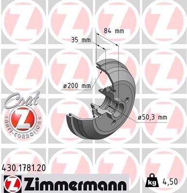 ZIMMERMANN 430.1781.00: Piduritrummel 228mm, koos ABS-andurirõngaga, ilma rattalaagrita