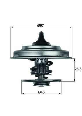 MAHLE ORIGINAL TX 18 71: Termostat, lichid racire 71°C, 67mm, 43mm, fara etansare