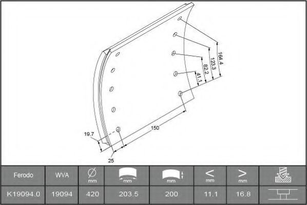 FERODO K19094.0-F3664: Set garnituri de frictiune, frana tambur TARGET