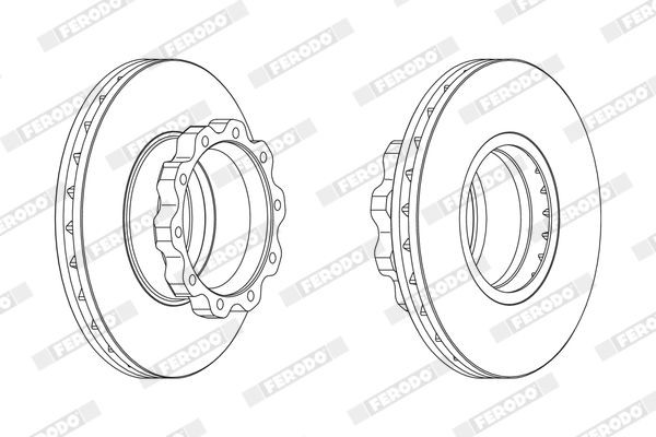FERODO FCR215A: Disc de frână Ř: 432mm, ventilat, Ř: 432mm, fara senzor ABS PREMIER