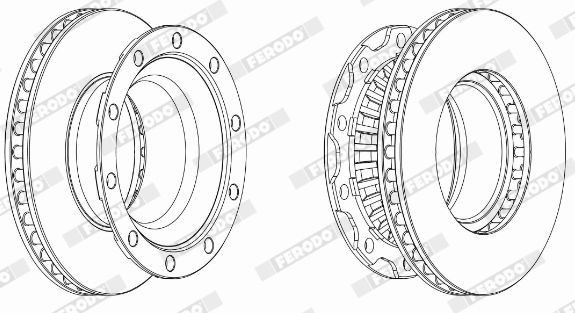 FERODO FCR222A: Disc de frână Ř: 430mm, ventilat, Ř: 430mm, fara suruburi PREMIER