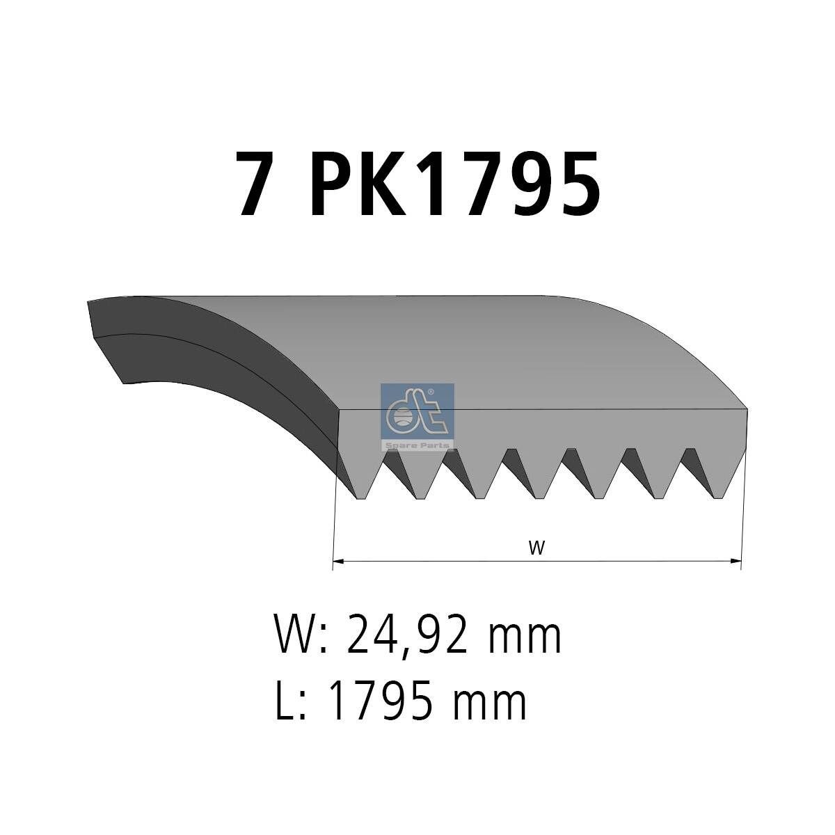 DT Spare Parts 6.31543: Multireim 1795mm, Ribbeantall: 7