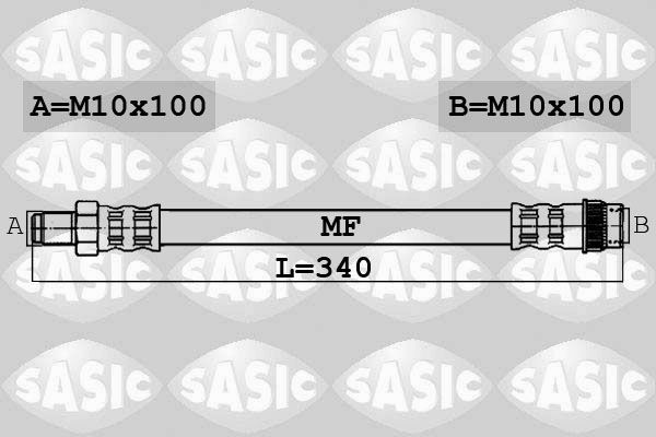 SASIC 6604011: Bremžu šļūtene Aizm. tilts labajā pusē, 340mm
