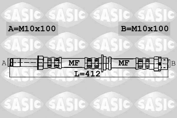 SASIC 6606035: Ελαστικός σωλήνας φρένων μπροστινός άξονας, 412mm