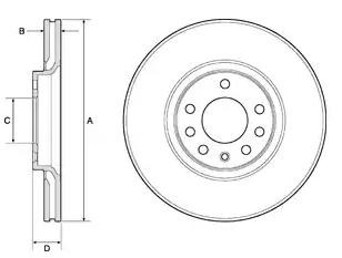 DELPHI BG3770C: Piduriketas Ø: 308mm, õhutusega, Ø: 308mm, kaetud