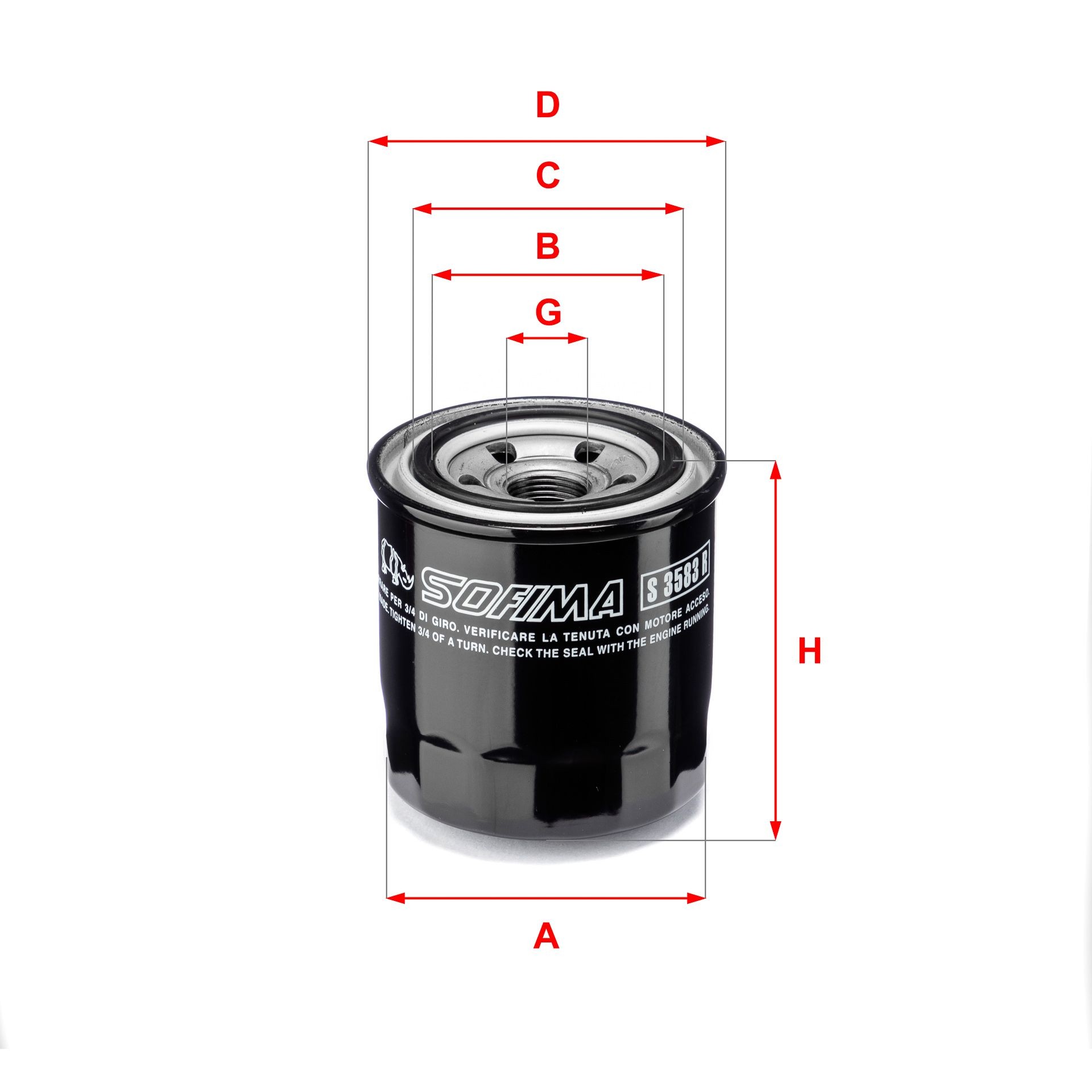SOFIMA S 3583 R: Oljefilter med en retursperreventil