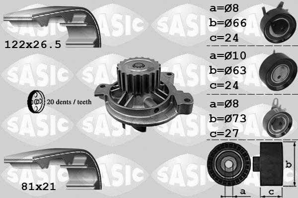 SASIC 3906049: Veepump + hammasrihmakomplekt