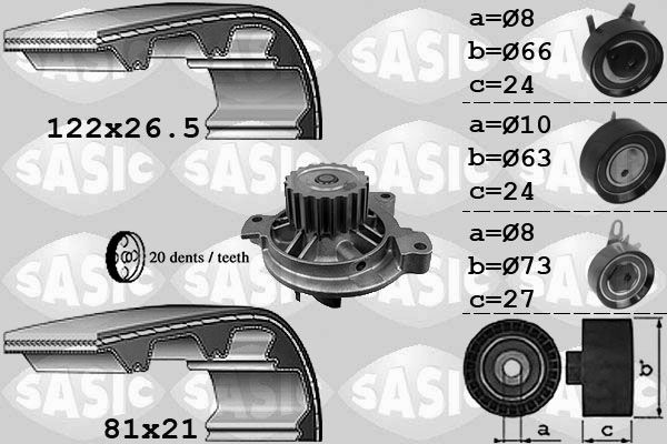 SASIC 3906052: Veepump + hammasrihmakomplekt