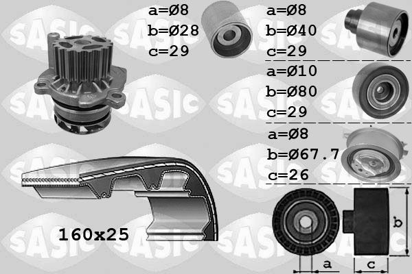 SASIC 3906077: Vesipumppu + jakohihnasarja
