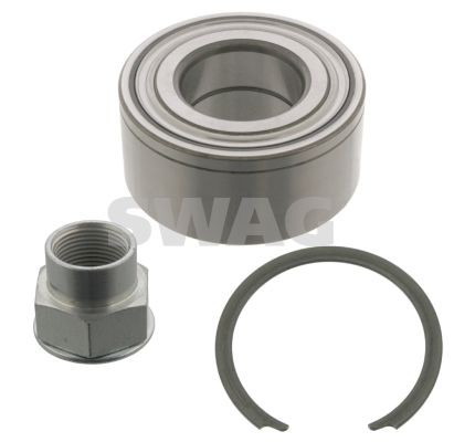 SWAG 70 91 2520: Set rulment roata Axa fata stanga, Axa fata dreapta, cu piuliță ax, cu inel siguranta